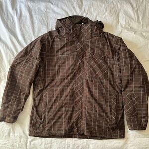 Columbia Men's Brown Plaid Omni Tech Jacket Sz M (no zipout liner)